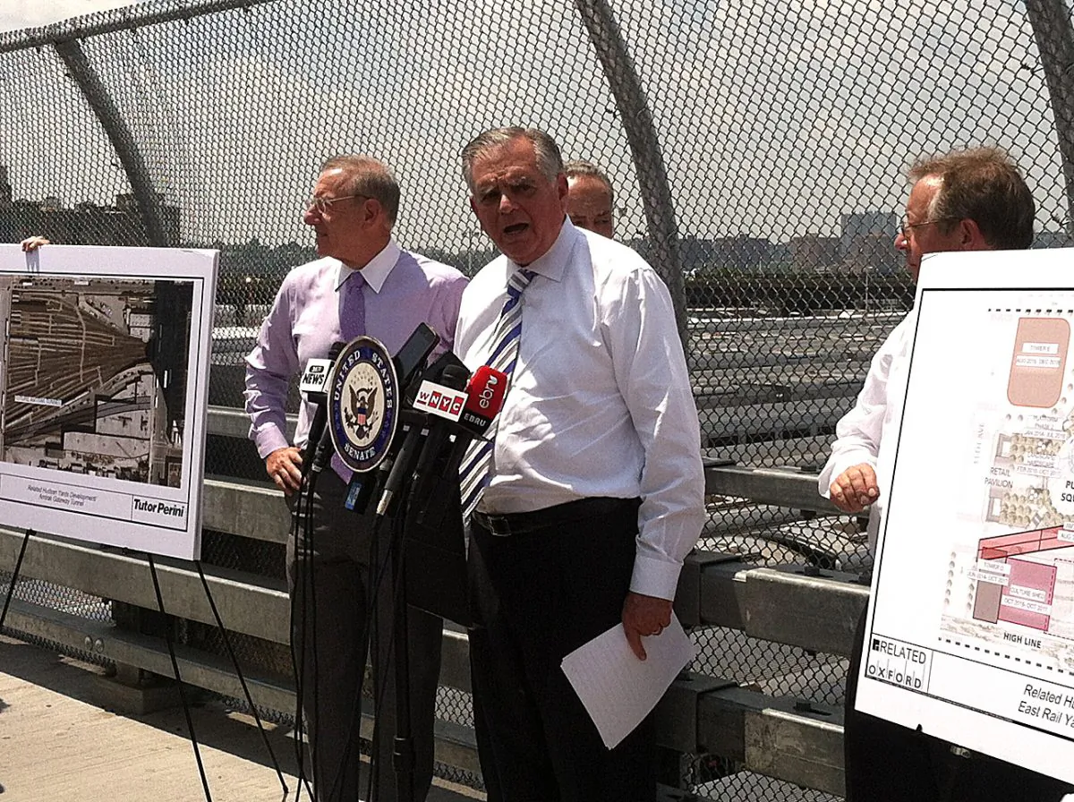U.S. Transportation Secretary Ray LaHood announced on May 30 in New York announcing $185 million in Hurricane Sandy Relief funding that will allow work to begin on a new flood-resistant tunnel casement under the Hudson Yards, part of Amtrak's Gateway project. (Genevieve Belmaker/The Epoch Times)