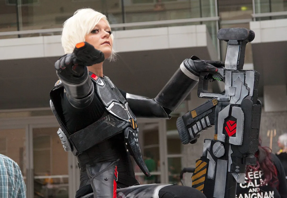 An anime fan models as an animated science fiction character at the 16th annual Animazement convention in Raleigh, NC on May 24, 2013. (Derek Padula)