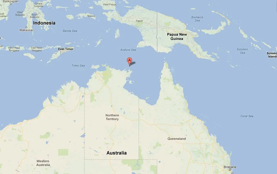 A Google Maps screenshot shows the Wessel Islands, located in northern Australia.