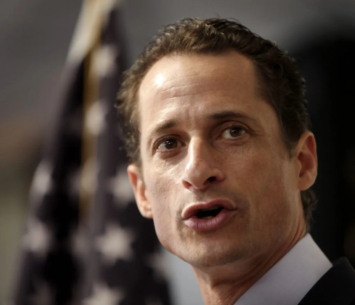 FILE - In this June 16, 2011 file photo, Anthony Weiner speaks at a news conference in New York. The Democratic ex-congressman who resigned over raunchy tweets said late Tuesday, May 21, 2013, that he's in the New York City mayoral race. Although the field is crowded for September's primary, Weiner is arriving with some significant advantages, including a $4.8 million campaign war chest, polls showing him ahead of all but one other Democrat, and no end of name recognition. (AP Photo/Seth Wenig, File)