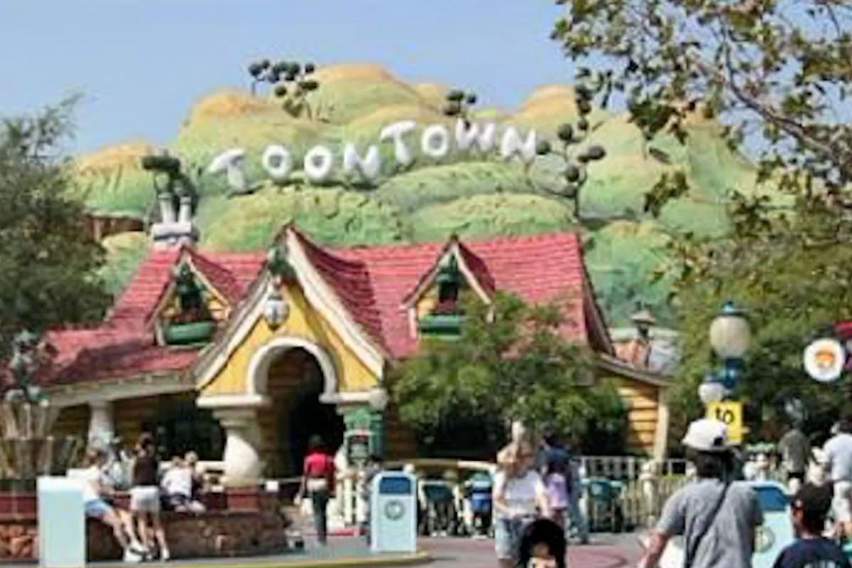 Mickey's Toontown in Disneyland in Anaheim, Calif., on May 29, 2013. A dry ice bomb that exploded in a trash can led staff to evacuate Toontown May 28, 2013. (Screenshot/KTLA 5)