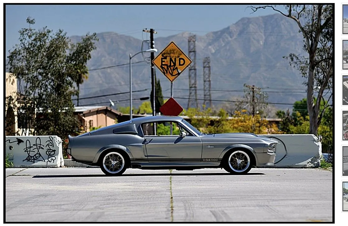 A screenshot of Mecum Auction's website shows the Mustang.