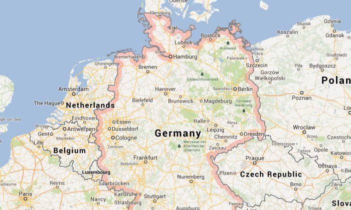 This Google Maps screenshot shows a map of Germany. Census data from 2011 released May 31, 2013, shows that the population has decreased by 1.5 million.