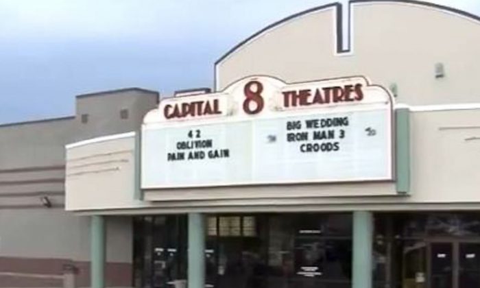 Goodrich Capital 8 Theaters in Jefferson City, Mo., where a promotion for "Iron Man 3" scared instead of entertained customers in early May 2013. (Screenshot/ABC17News.com)