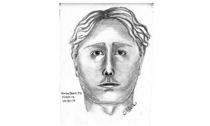 This sketch released Tuesday, April 30, 3013, by police in Norton Shores, Mich., shows a man wanted for questioning in the April 27 disappearance of Jessica Heeringa. (AP Photo/Norton Shores Police Department)
