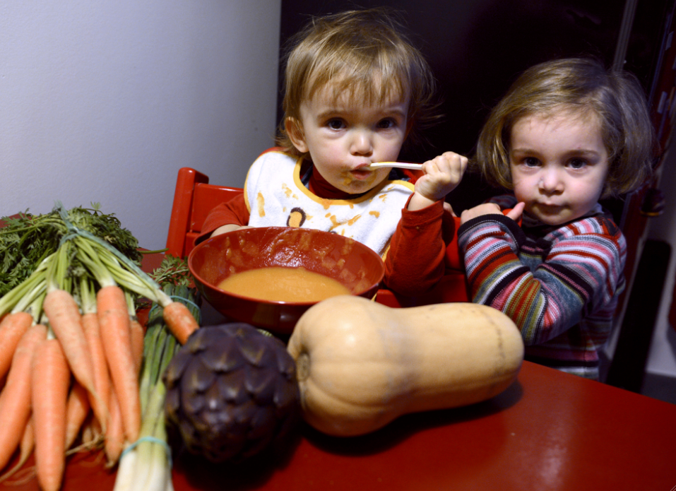 A child eats vegetable soup on Jan. 24 in Lyon,  France. (Philippe Desmazes/AFP/Getty Images) 