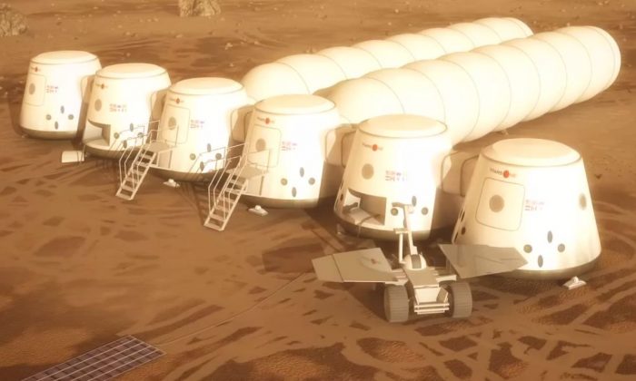 An artist's rendering of the planned Mars settlement. (Screenshot/YouTube)
