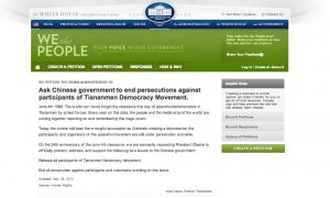 Survivor of the June 4 Tiananmen Massacre Petitions White House