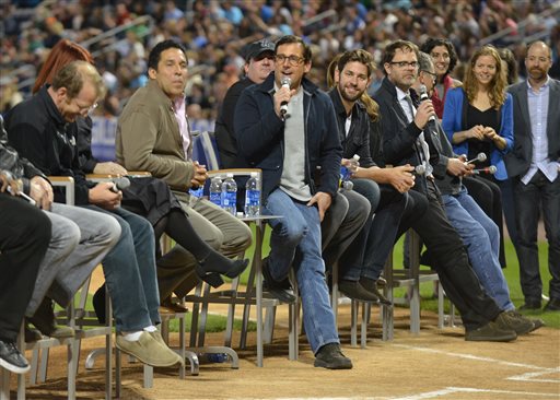Steve Carell answers a fan question at "The Office" Wrap Party at PNC Field, Saturday, May 4, 2013 in Scranton, Pa. (AP Photo/Scranton Times & Tribune, Jason Farmer)