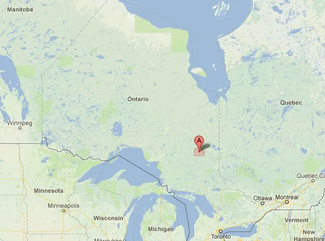 A screenshot of Google Maps shows Timmins, Ontario.
