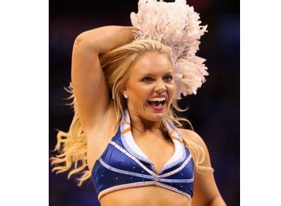 klahoma City Thunder cheerleader, Kelsey Williams, performs during Game One of the Western Conference Quarterfinals of the 2013 NBA Playoffs. (Christian Petersen/Getty Images)