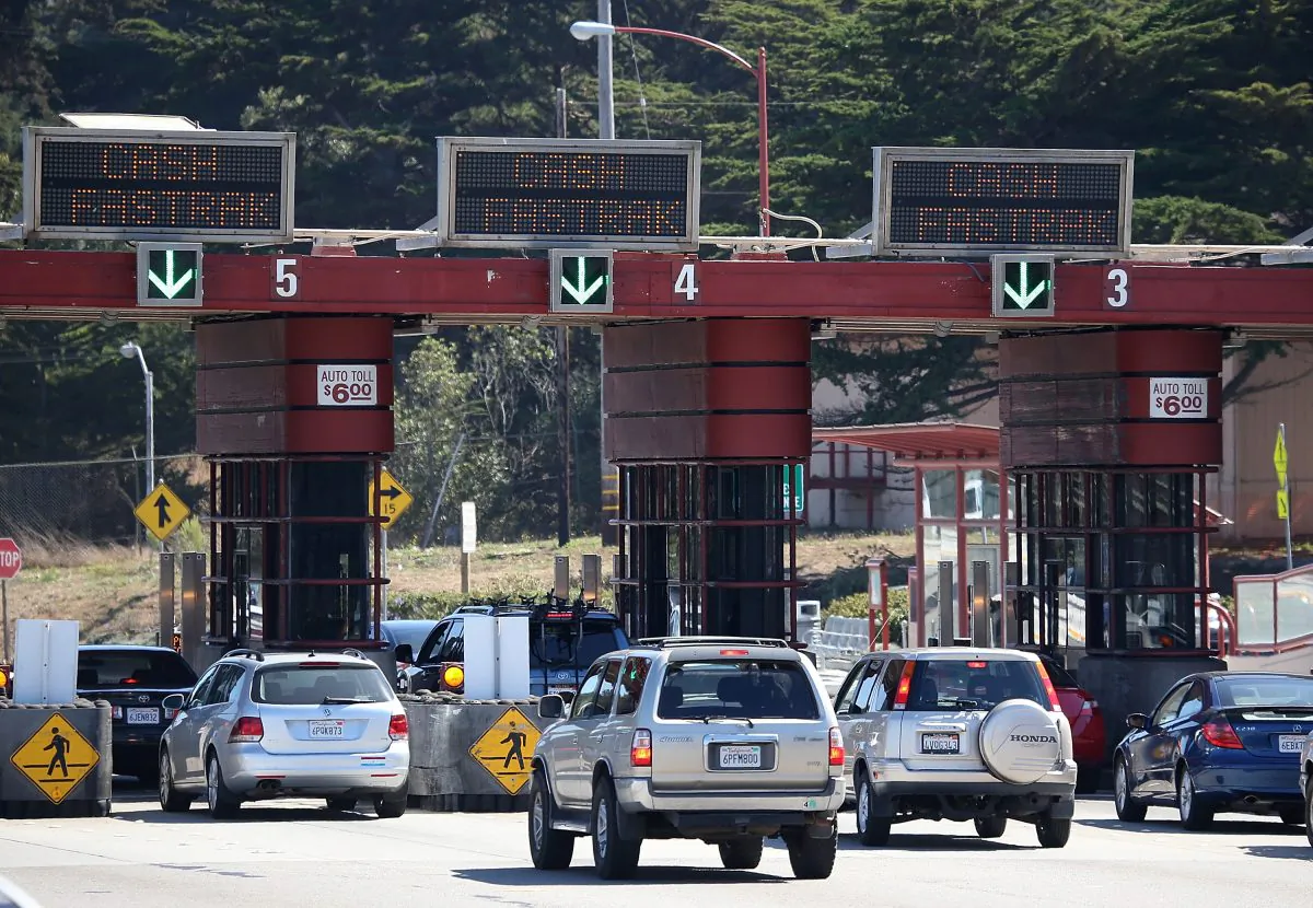 Cars pass through the Golden Gate Bridge toll plaza in San Francisco, Calif. A San Francisco lawmaker wants to change the law saying the city must buy new vehicles simply because they have grown old. (Justin Sullivan/Getty Images)