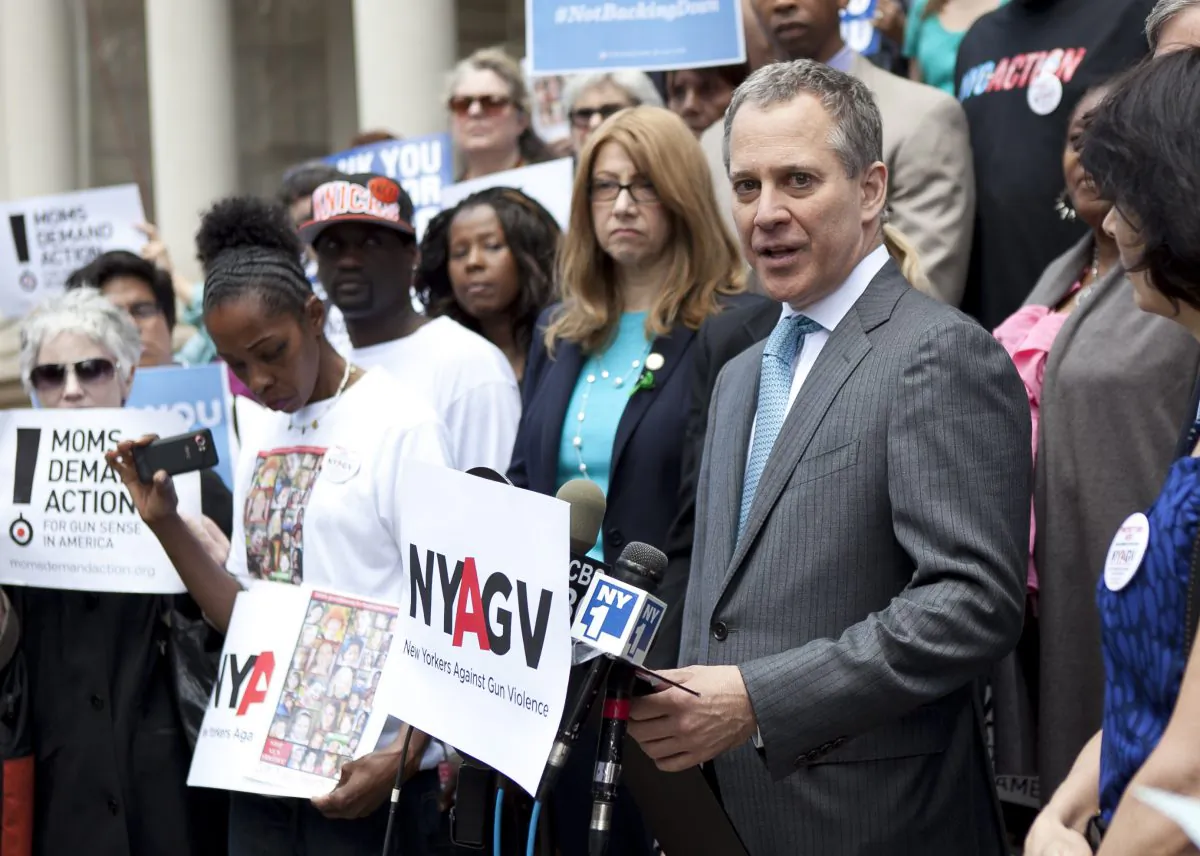 New York State Attorney General Eric T. Schneiderman at City Hall on June 14. (Samira Bouaou/The Epoch Times)