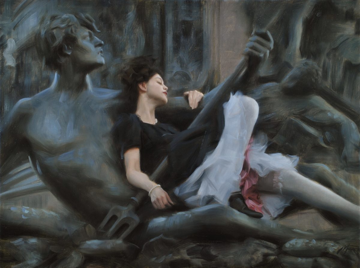 First Place, Figurative Category winner Nick Alm, “Two Lovers,” oil on canvas, 29 1/2  x 39 1/2 in. (Courtesy of the artist)