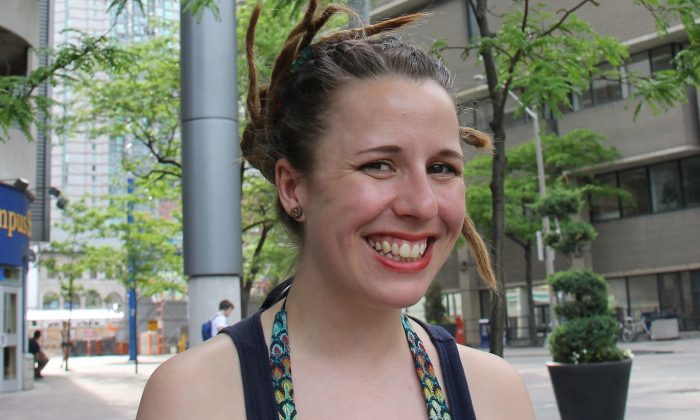 Julie Westover, 29, Piano Teacher, Toronto, Canada: I appreciate newspapers that tell a lot about local politics. I get so frustrated when I watch local news and it’s just, this person on a bike got hit by a car, or somebody’s dog died. That’s not interesting to me. I want to know what’s happening in the city. For instance, I like knowing what’s going on with City Hall right now, or what’s going on with transit funding—things happening in the city. (The Epoch Times)