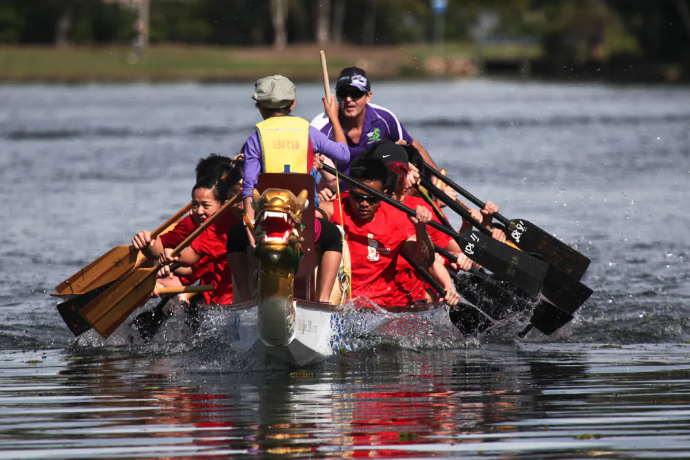 Once a year, the Dragon Boat Festival boat race and multicultural festival celebration is sponsored by the Queensland Hakkas. This year’s festivities were held June 2 at Brisbane Forest Lake, Queensland, Australia.  (Xu Weiliang/The Epoch Times)