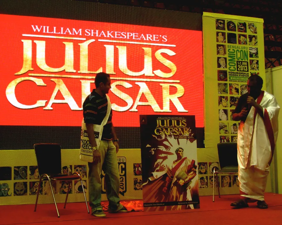  The release of Shakespeare’s Julius Caesar by Campfire Graphic Novels during the first Bangalore Comic Con, at the Koramangala indoor stadium from June 1–2. Extensive research was done to set an appropriate graphical-atmosphere for this famous classic tragedy, using actual locations in Rome. (Daksha Devnani/Epoch Times)