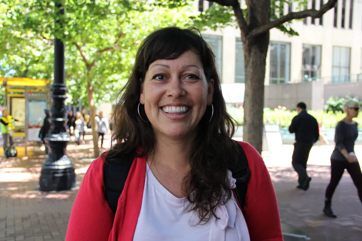 Isabel Rodriguez, 47, HR manager, Oakland: “It would be the first day of work at my new job—the day that they are planning to strike. And I have to take BART and Caltrain. So I’m very nervous. I mean, I understand why they’re striking, and I always support unions and support employees, but in this particular case, yes, I’m keeping a very close watch.” (Christina Watjen/Epoch TImes)
