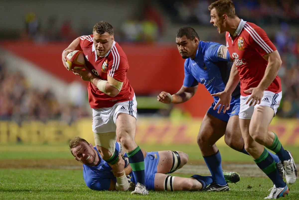 Cian Healy from the British and Irish Lions rugby team breaks clear against the Western Force during their tour match in Perth on June 5. (GREG WOOD/AFP/Getty Images)