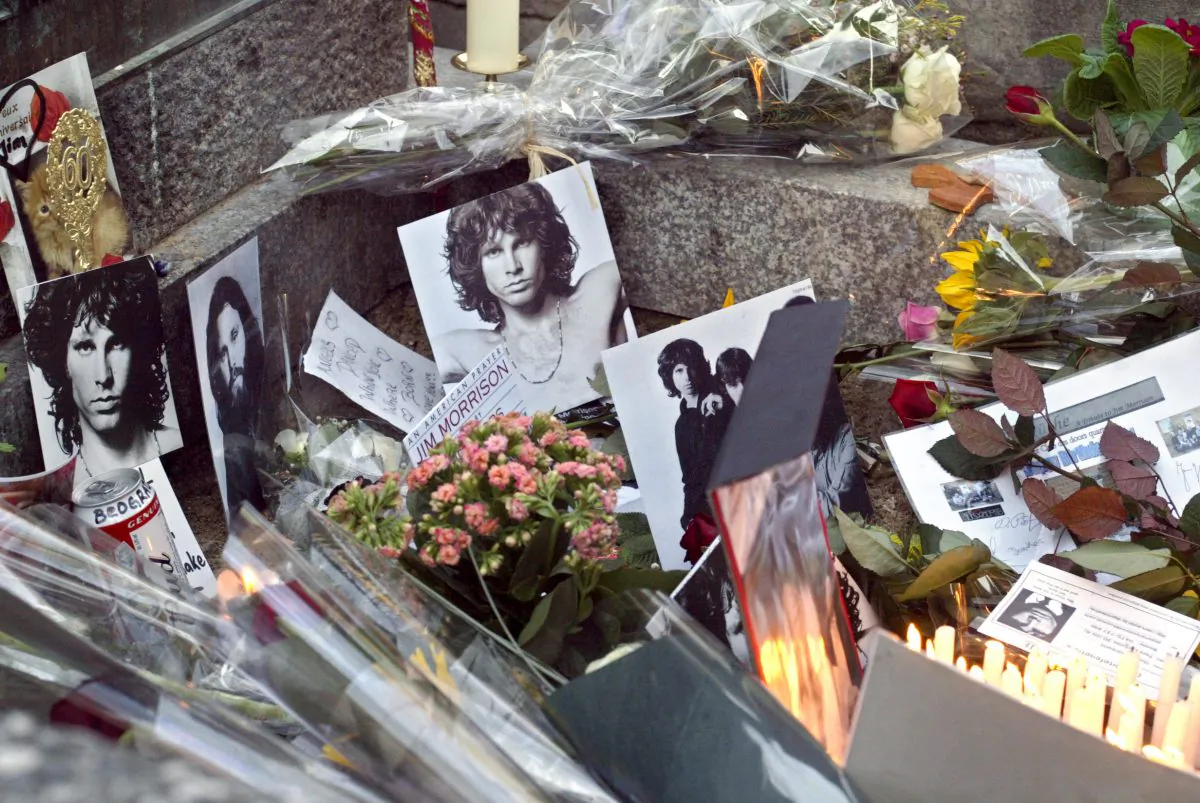 The grave of Jim Morrison, who died 42 years ago. His namesake, the giant lizard Barbaturex morrisoni, roamed the earth 40 million years ago. (JOEL ROBINE/AFP/Getty Images)