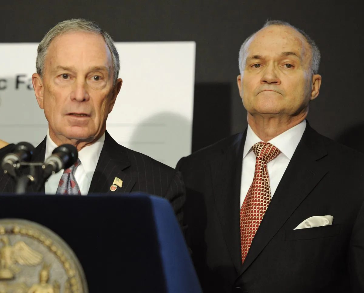 New York City Mayor Michael Bloomberg, left, speaks at a news conference as Police Commissioner Ray Kelly listens in Brooklyn, N.Y.  Dec. 29, 2011. Bloomberg responded June 13 to an 11th hour brief from the Justice Department supporting a federal monitor over the NYPD. (AP Photo/Mark Lennihan)