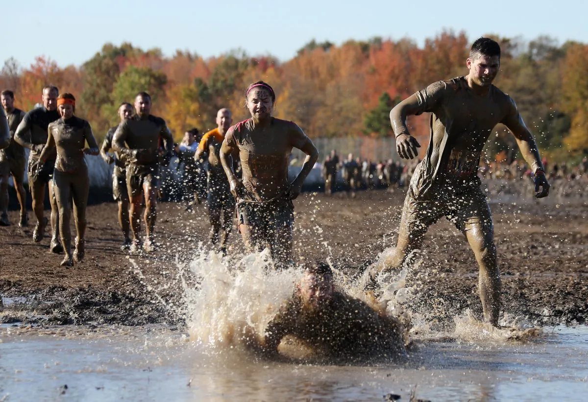 Participants compete in the Tough Mudder event at Raceway Park on October 21, 2012 in Englishtown, New Jersey. (Photo by Bruce Bennett/Getty Images) 