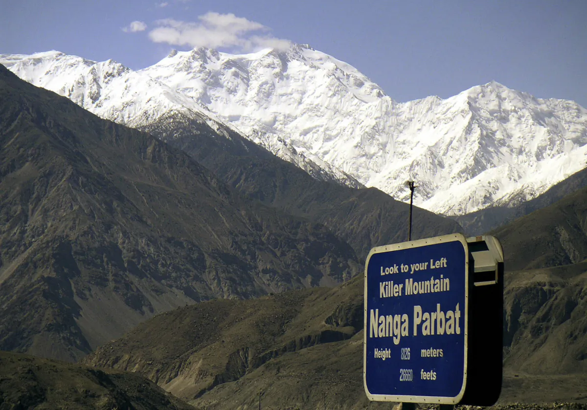 Nanga Parbat, the ninth highest mountain in the world, is seen from Karakorum Highway leading to neighboring China in Pakistan's northern area, in this May 4, 2004 file photo. (Musaf Zaman Kazmi/AP Photo)