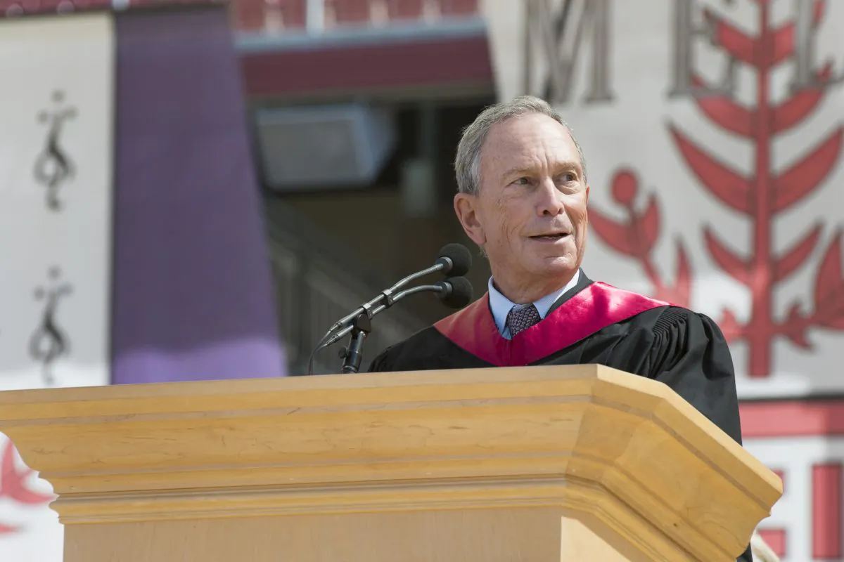 Mayor Michael Bloomberg speaks at the Stanford University commencement ceremony on June 16. (Linda Cicero, Stanford News Service) 