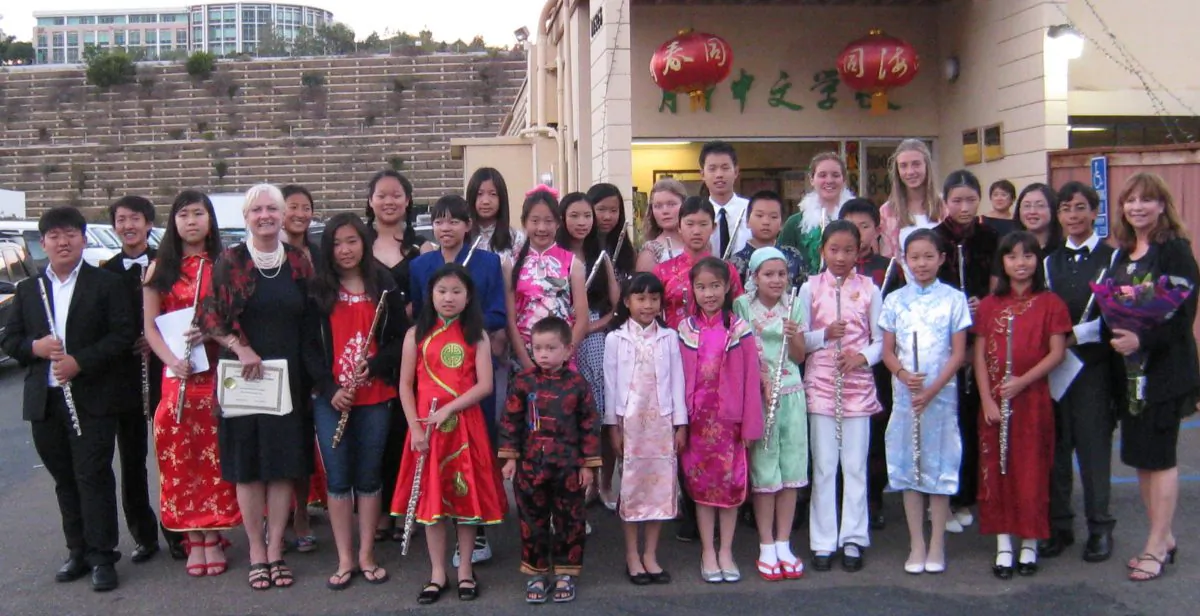 Ms. Vivian Bergova (R) and her students held the first annual Chinese music festival at After School Learning Tree, June 9. (Sophia Fang/Epoch Times)