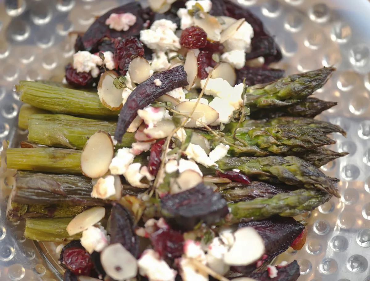 Roasted Asparagus, Beet, and Chèvre Chaud. (Cat Rooney/The Epoch Times)
