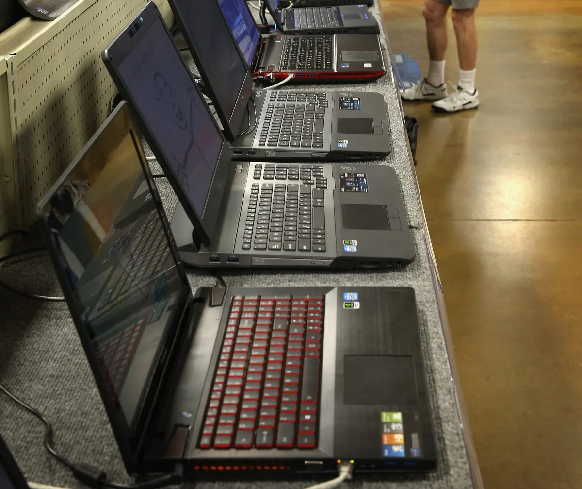Free Laptops are being given to students by the chief minister of Uttar Pradesh in Ghaziabad near Delhi, India, on Monday. (Scott Olson/Getty Images)