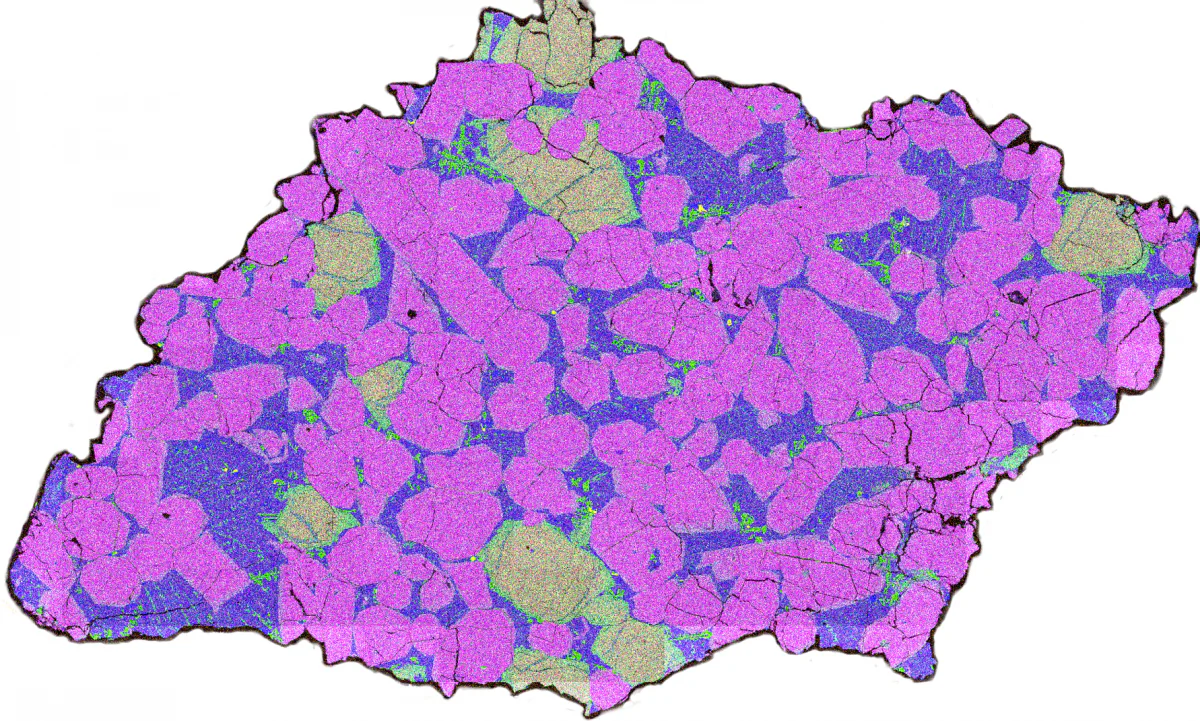 Thin section of the Martian meteorite MIL 090030 analyzed by the the University of Hawaii at Manoa NASA Astrobiology Institute researchers. (UHNAI)