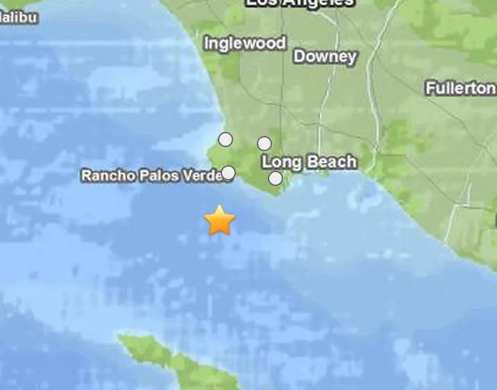 A screenshot of the USGS shows where the quake struck.