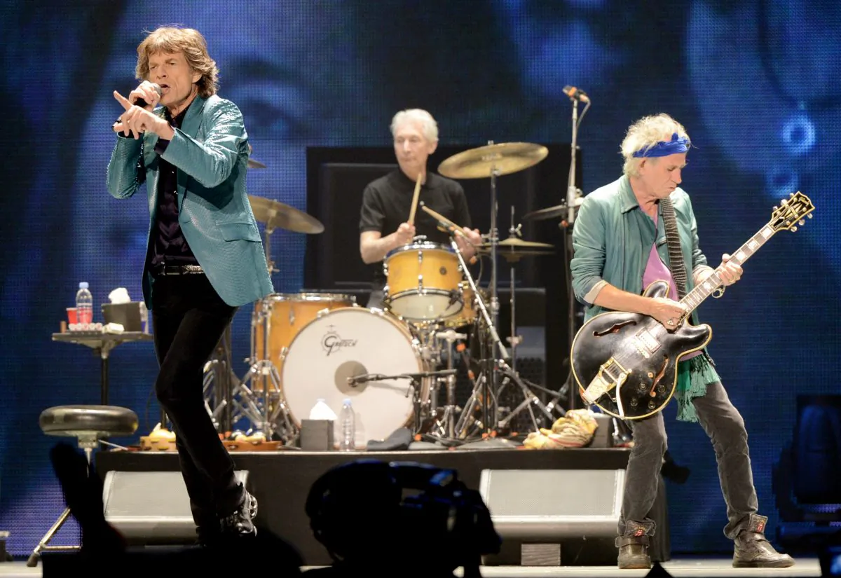 Singer Mick Jagger, musicians Charlie Watts and Keith Richards of The Rolling Stones perform at The Honda Center on May 15, 2013 in Anaheim, California as part of their latest tour. (Kevin Winter/Getty Images)