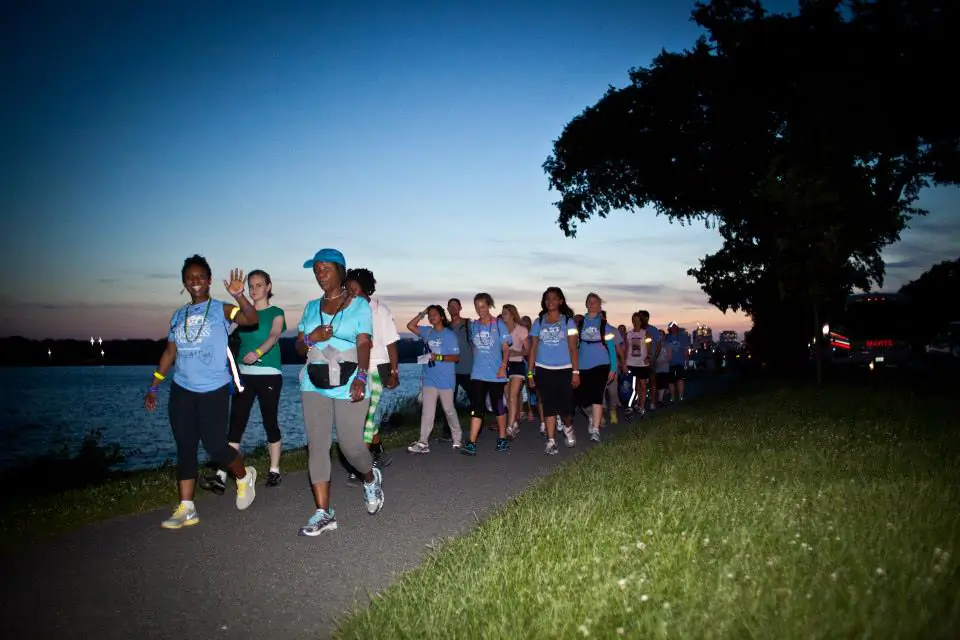 Overnight walkers near the Tidal Basin at the Out of the Darkness Overnight walk to raise awareness and funds for suicide prevention on June 1 in Washington, D.C.(Kerry Payne)