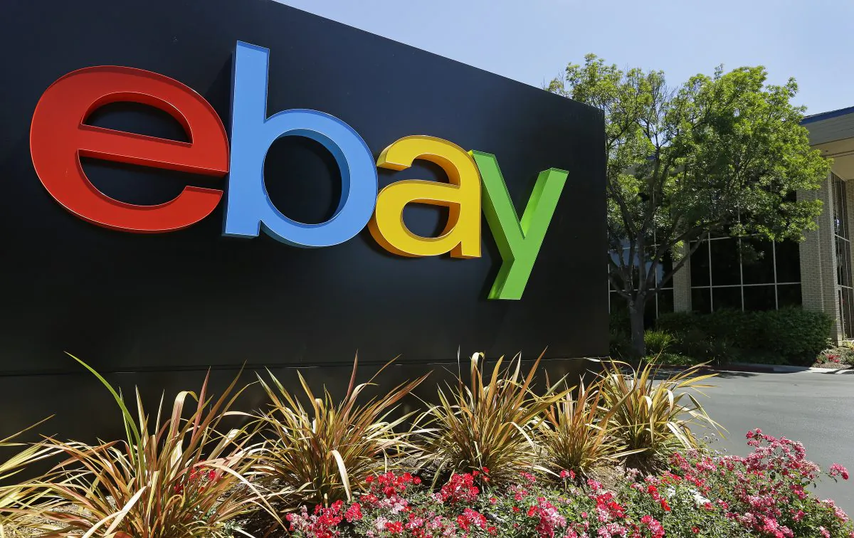This Tuesday, July 16, 2013, photo shows an eBay sign at eBay headquarters in San Jose, Calif. (AP Photo/Ben Margot)