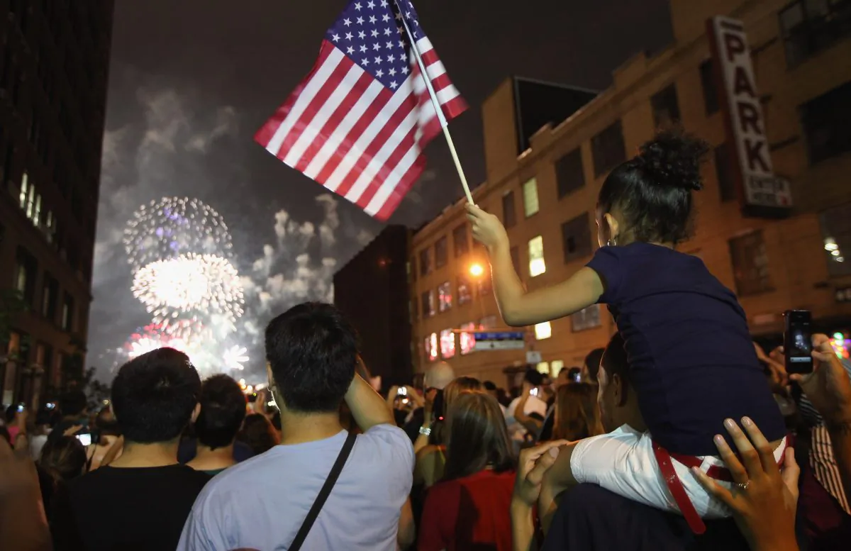 Revelers watch the fireworks display along the Hudson River from Manhattan on July 4, 2012 in New York City. Fireworks and cookouts need precautions. (Mario Tama/Getty Images)