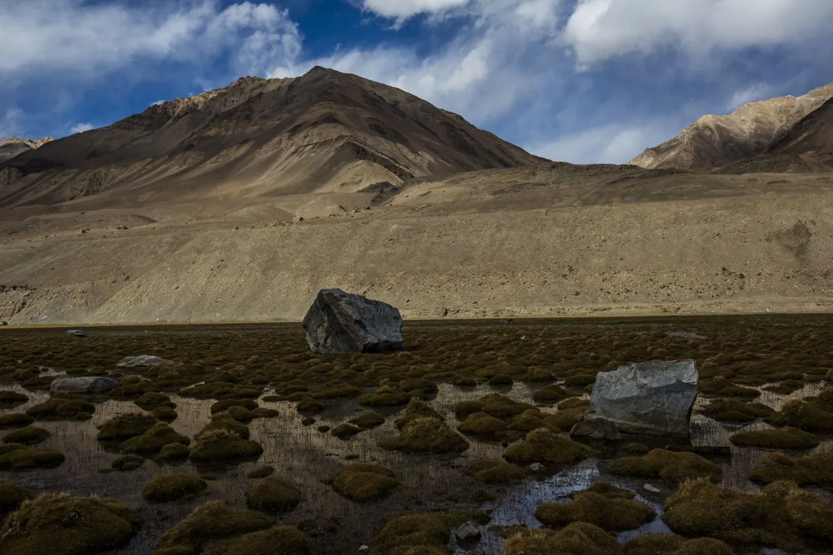 A file photo taken on the road leading to the Pangong Lake near Leh, India, with the Himalayan mountain range to the south on Oct. 5, 2012. (Daniel Berehulak/Getty Images)