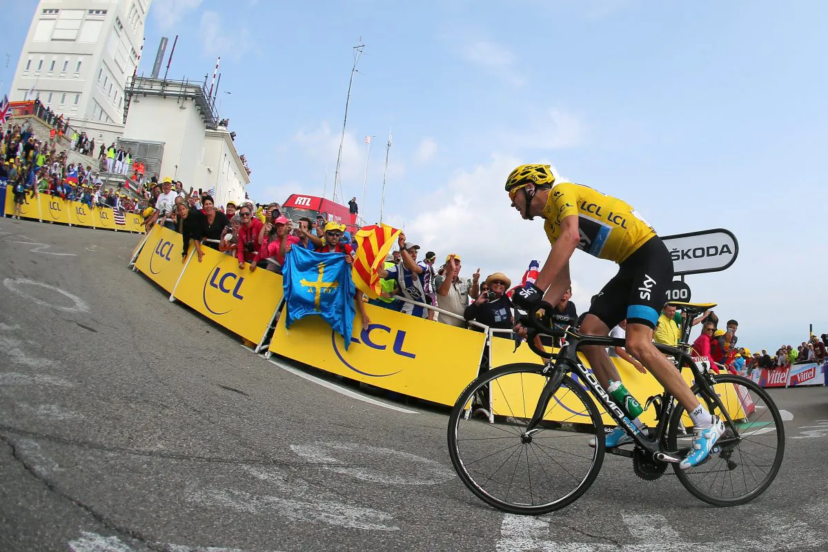 Chris Froome of Sky attacks to win Stage 15of the 2013 Tour de France, a 242.5-km road stage from Givors to Mont Ventoux, on July 14, 2013. (Bryn Lennon/Getty Images)