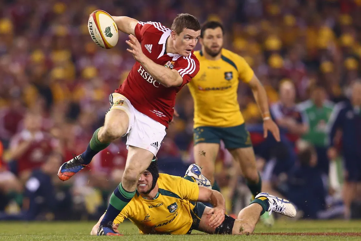 Veteran Lions centre Brian O’Driscoll splits the Wallaby defence during their match on June 29, 2013 in Melbourne. With Sam Warburton out injured, O’Driscoll is expected to captain the Lions in Saturday’s deciding third and final Test in Sydney. (Mark Kolbe/Getty Images)