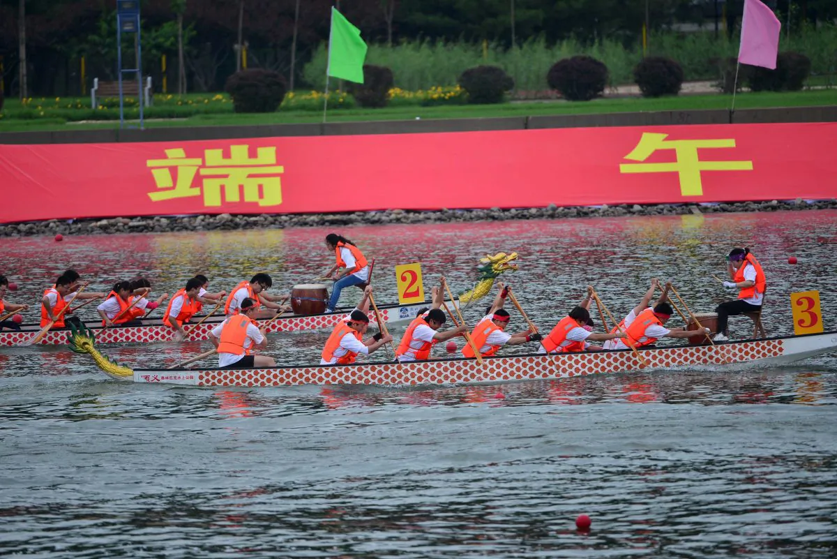 Boats race to mark the Dragon Boat Festival in Beijing. (STR/AFP/Getty Images) 