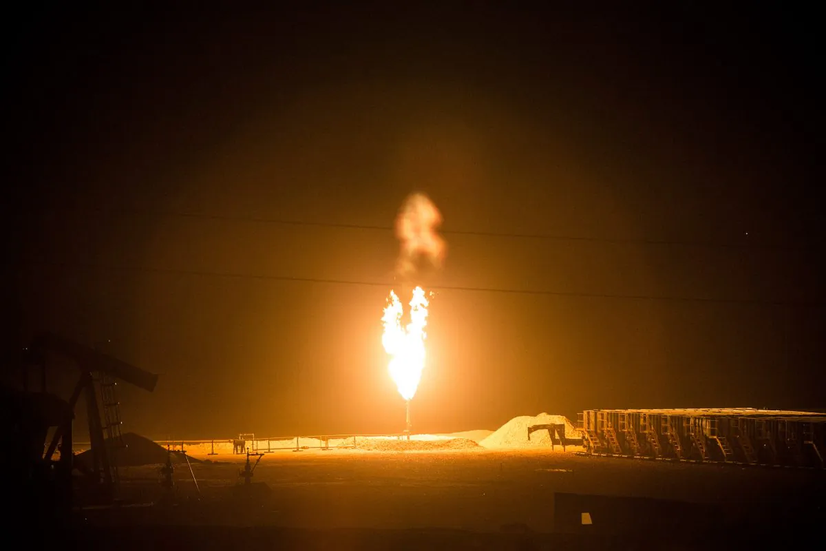 A gas flare is seen outside Williston, N.D., on July 23, 2013. (Andrew Burton/Getty Images)