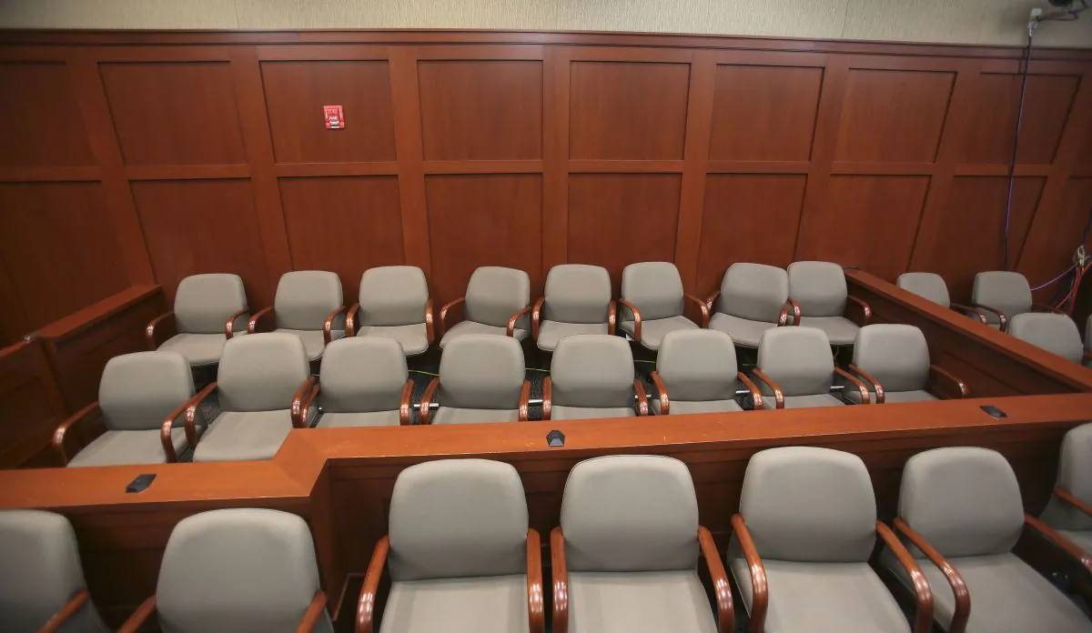 The Jury box for the Geroge Zimmerman trial in Sanford, Fla., is seen Monday June 17, 2013. (AP Photo/Orlando Sentinel, Joe Burbank, Pool)