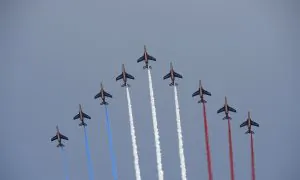 Patrouille de France Conducts Ceremonial Flyover Celebrating the 250th Anniversary of US Independence