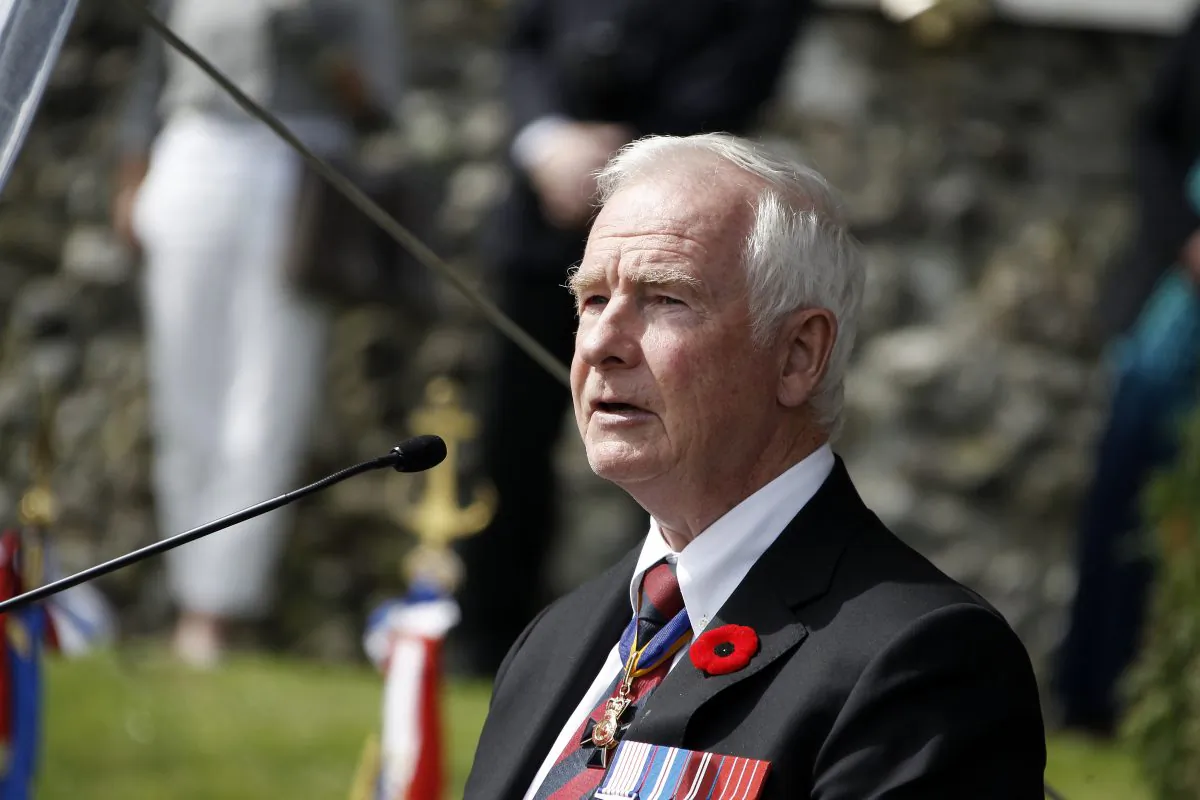 A file photo of Canada's then-governor general, David Lloyd Johnston, giving a speech during the 70th anniversary ceremony of the 1942 Dieppe Raid in Dieppe, northwestern France, on August 19, 2012. (Charly Triballeau/AFP/GettyImages)