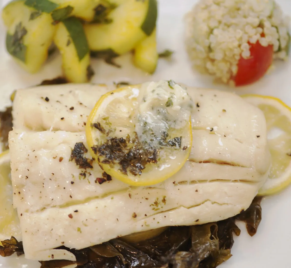 Steamed Fish in Parchment Paper with Garlic Mint Butter