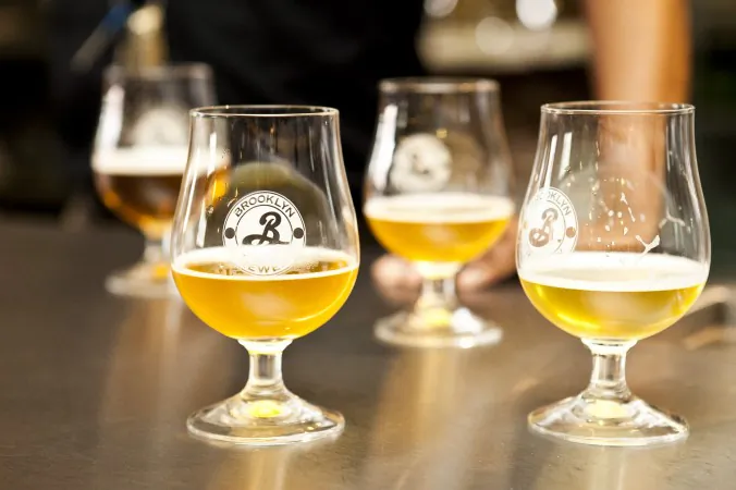 Photo of beer at the Brooklyn Brewery on May 20. The brewery offers a free tour and a complimentary drink on Saturdays. (Samira Bouaou/The Epoch Times)