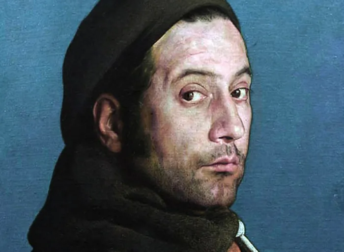 A closeup of a self portrait by Pietro Annigoni, 1946. Oil-tempera on panel prepared with canvas and Japanese paper (18 by 14 inches) (Public Domain/Michael John Angel)