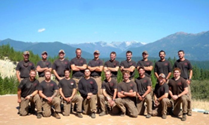 Members of the Granite Mountain Interagency Hotshot Crew from Prescott, Ariz., pose together in this undated photo provided by the City of Prescott. Some of the men in this photograph were among the 19 firefighters killed while battling an out-of-control wildfire near Yarnell, Ariz., June 30, 2013. (AP Photo/City of Prescott)