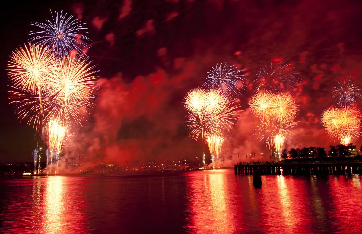 Fireworks over the Hudson River, New York City 2012. (Daibing/Epoch Times)